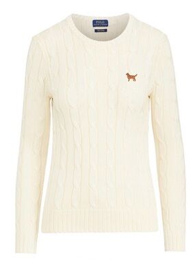 Polo Ralph Lauren cable cotton crewneck sweater with golden retriever logo